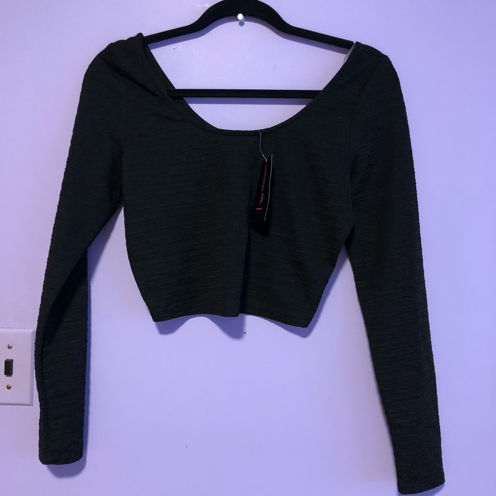 Material Girl Long Sleeve Crop Top